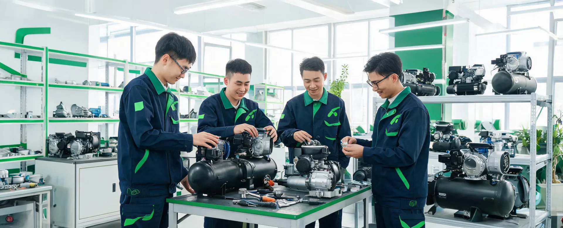 California Air Tools team in a compressor workshop