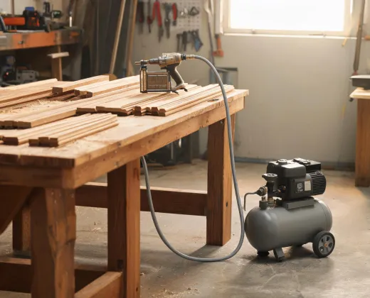 Finish carpentry pneumatic setup